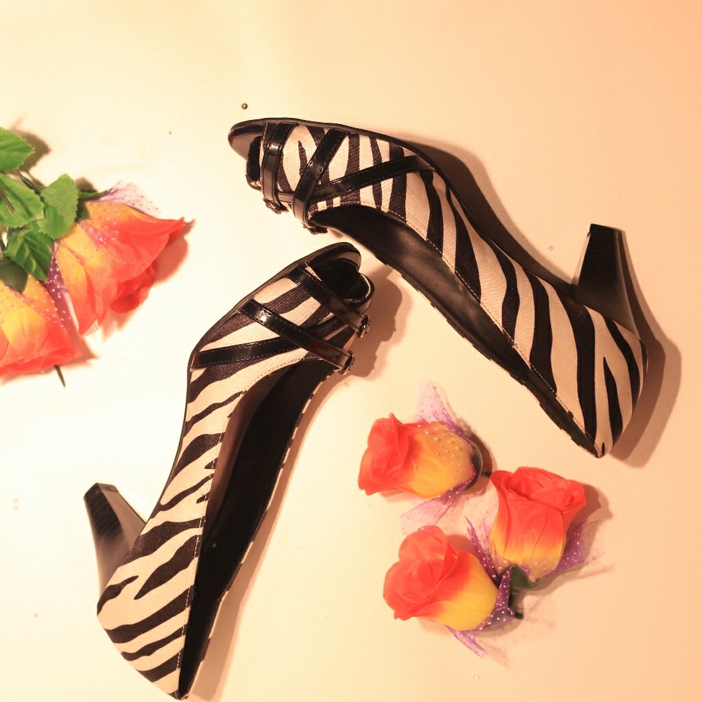 George zebra print heels for women's